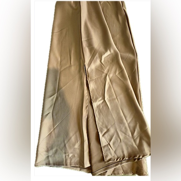 Women’s Maxi Dress Sz Large Strappy Open Back Side Slit Cameo - Picture 9 of 11